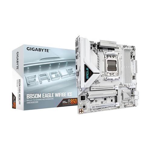 GIGABYTE Placa-mãe B850M Eagle WIFI6E ICE AMD AM5, M-ATX, DDR5, 2...