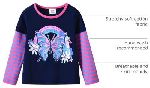 Image of VIKITA Girls Shirts Winter Long Sleeve Tops Print Tees for Girls,3-12 Years