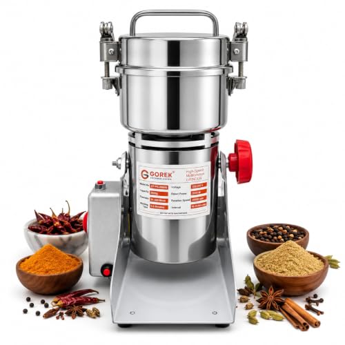 Image of Gorek Technologies Masala Grinder Machine - 2000g Capacity | High-Speed 3000W Stainless Steel Dry Grinder for Grains, Herbs, Masala, Seeds, Home & Commercial Use | Portable Spice Grinder | GT-PG-2000S