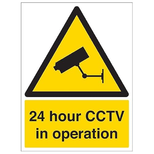 V Safety 24 Hour CCTV In Operation - Portrait 210 x 297 mm (A4) - 1mm Rigid Plastic Safety Sign