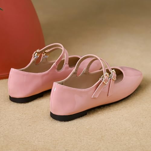 Parisuit Mary Jane Ballet Flats Women Square Toe Double Ankle Strap Pumps Comfortable Rockabilly Vintage Shoes3