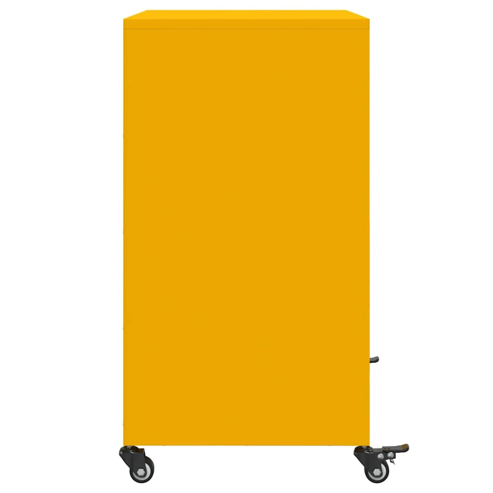 Kredens musztardowo-żółty, 68 x 39 x 72 cm, ze stali walcowanej na zimno, z 2 drzwiami i 4 rolkami – praktyczna szafka do przechowywania do salonu, biura i korytarza