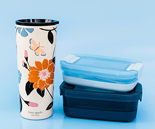 Kate Spade New York Cute Stainless Steel Mug, 24 Ounce Travel Tumbler, Double Wall Insulated Cup With Lid, Floral Garden #TOP5