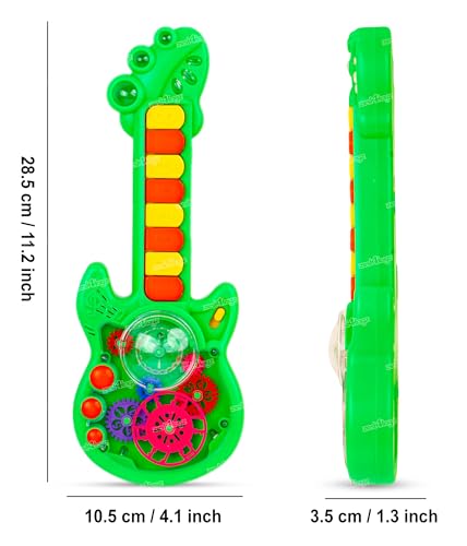 Image of Zest 4 Toyz Musical Guitar Toy for Kids with Rotating Gears 8 Colorful Keys Flashing Lights & Piano Sound Toy for Boys and Girls Ages 3+ (Green)