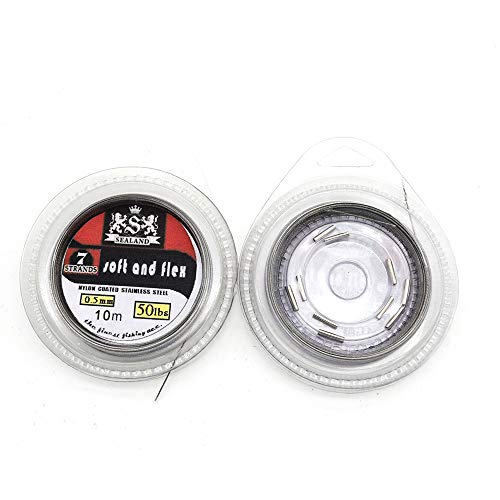 Image of 5LB-200LB 7 Strands Fishing Line Wire Leader Nylon Coated Stainless Steel Leader Wire with Crimps Sleeves