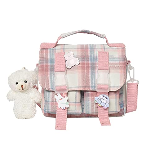 Mintao Sac à dos d'école pour filles Kawaii avec épingles et petits jouets en peluche sac d'école pour filles mignonnes sac uniforme JK Cover