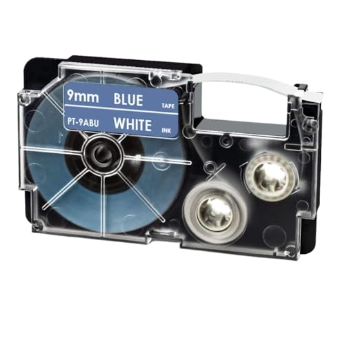 XR-9WE�ƌ݊����̂���9mm���x���e�[�vXR9YW XR9X���x�����[�J�[�́AKL-120 KL-60 KL-100 KL-750B KL-780 KL820 KL7000 KL7200�œ��삵�܂�(White on Blue)