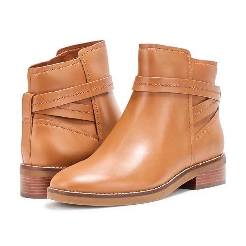 Cole Haan Women's Rosalyn Ankle Strap Boots, British Tan Leather Water Proof, 7.5-B US