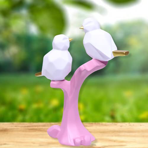 Image of AUGEN Polyresin Birds Pink Idol Statue Showpiece for Home Decor Decoration and Gifting (1 Piece, 9816E)