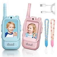 Video Walkie Talkies for Kids, Handheld 2 Pack Rechargeable Video Intercom Kids Walkies Talkies, Indoor Outdoor Toys for Family Games, Outside, Camping, Hiking for Boys Girls Ages 3-12 (Blue/Pink)
