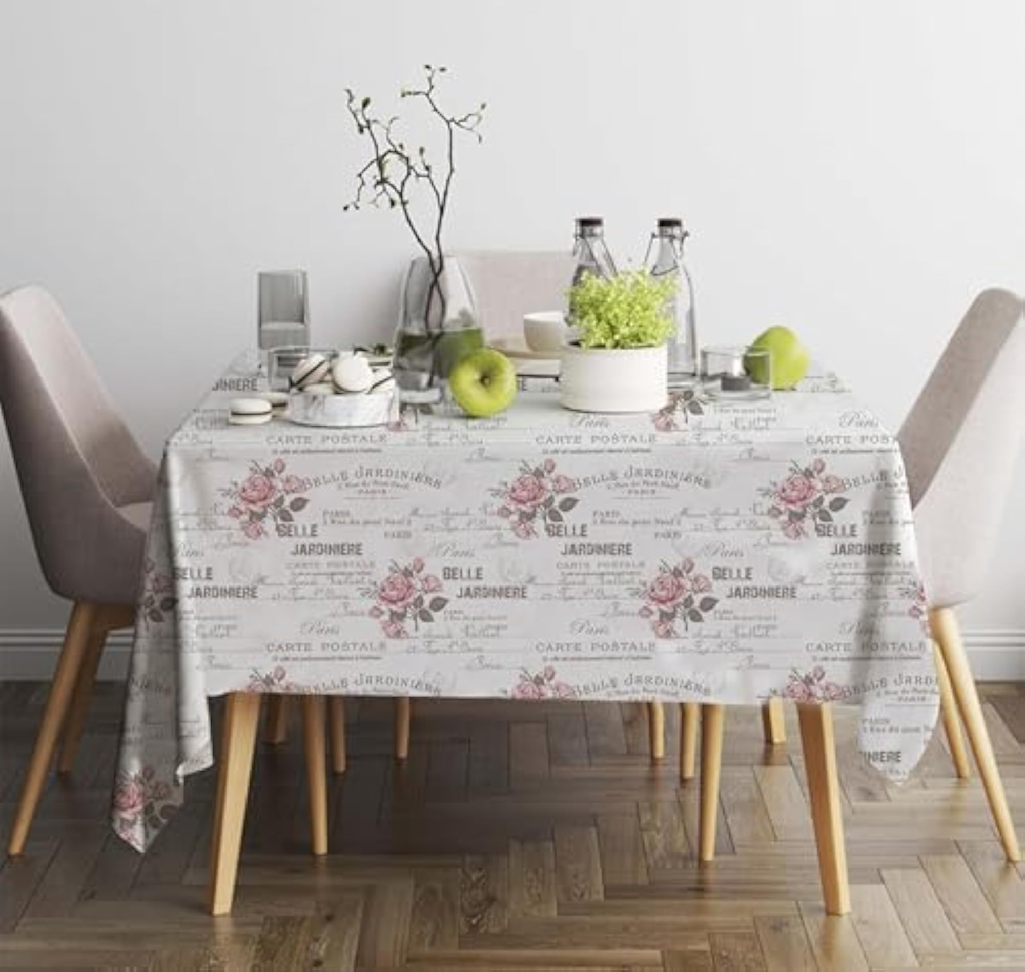Cotton Printed Table Cloth - Rose Print, Pack of 1