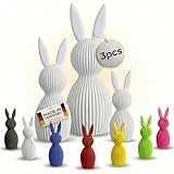 R Satz Shop 3er Set Osterhasen Deko – Moderne 3D Hasen Figuren Scandi – Osterdeko & Frühlingsdeko – Skandinavisches Design für Tisch & Zuhause (Weiß)