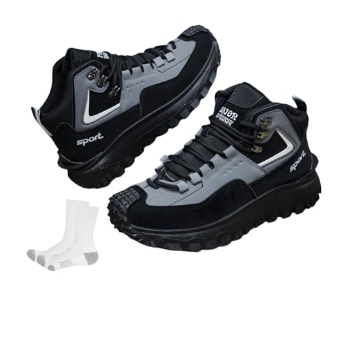 The First Young Safety Work Orthopedic Hiking Boots for Men - Arch Support Fashionable Casual Lace-Up Walking Shoes & Work Shoes Puncture Proof, Non-Slip Breathable Outdoor Boots (Gray, Adult, Men, 8, Numeric, US Footwear Size System, Medium)