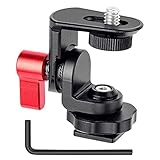 Fomito Rotary Tripod Head Z2 Camera Monitor Holder Mount Arm Hot Shoe Adapter for Flash Speedlite, Field Monitor, LED Video Light, Microphone