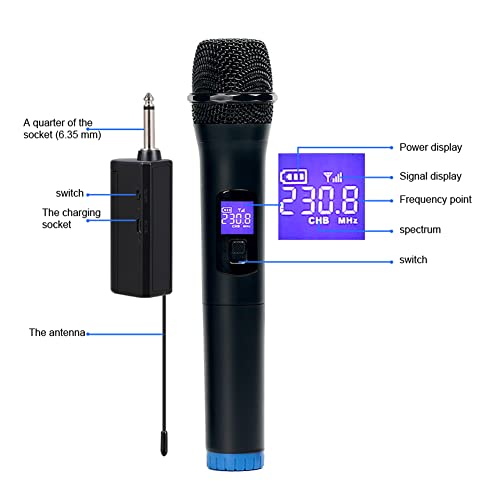 Microfone multifuncional de canal duplo sem fio Microfone portátil sem fio Tela LCD Conjunto de micr