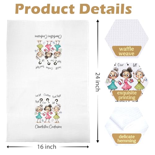 Image of Charleston Confusion Kitchen Towels - Funny Mahjong Gifts Decorative Waffle Dish Towels, Mah Jong Gift Hand Towe, Mahjong Players Lovers Tea Towel, 16x24 Inch