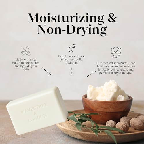 Image of Wavertree & London Noir Scented Natural Soap (2 Bars), 7oz Moisturizing French Triple Milled Soap Bars enriched with shea butter - Pure Plant Oil Bath & Body Bars for All Skin Types
