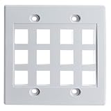 Keystone Wall Plate 12 Port, White (Cat5e, Cat6, Coax (Video), Aux (Cat6 for Data, IP Phone, POTS or...