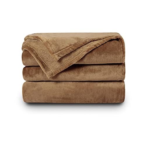 Image of NANPIPER Fleece Blankets Super Soft Flannel King Size Blanket for Bed Luxury Cozy Microfiber Plush Fuzzy Blanket,Coffee Brown
