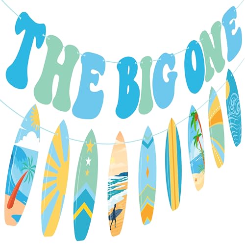 Image of The Big One Banner Surfing 1st Birthday Party Decorations Surfing Surfboard Theme First Birthday Decorations for Baby Boys Summer Beach Surf Party Supplies