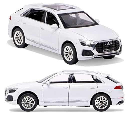 Image of DEOXY 1 /24 Big Audi Q8 Toy Car Metal Pull Back Diecast Car with Openable Door and Sound Light, Gifts Toys for Kids,audi white