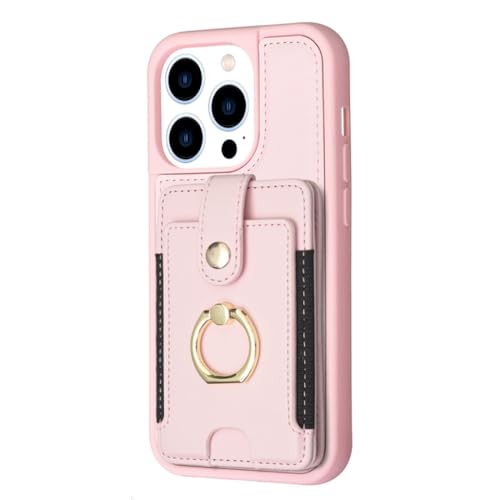 Étui pour iPhone 11 en cuir de qualité supérieure avec finitions anneau rose