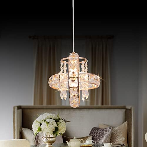 Kaniker Chandeliers for entryway - 7''+7'' Mini Chandelier Light Fixture for E27/E26 Blub, Adjustable Gold Crystal Chandelier for Dining Room, Kitchen, Hallway, Entryway, etc