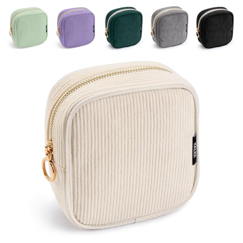 KALIDI Kosmetiktasche Klein Cord Make Up Tasche Tragbar Schminktasche mit Fächern Reise Makeup Organizer Make-up Bag Kulturtasche für Frauen Mädchen