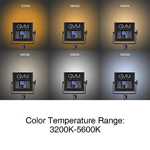 LED Video Light GVM 672S CRI97+ TLCI97+ 22000lux Dimmable Bi-color 3200K-5600K Light Panel With Digital Display For Outdoor Interview Studio Video Making Photography Lighting 3 pcs Kit - Thumbnail 5