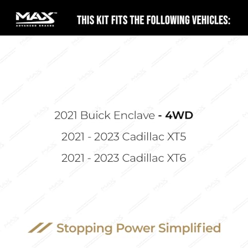 Image of Max Advanced Brakes Front Brake Kit Compatible With 2021 2022 2023 Cadillac XT5 XT6 Compatible With Buick Enclave 4WD Replacement Premium OE Disc Brake Rotors and Ceramic Brake Pads
