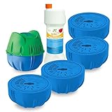 Flippin’ FROG Floating Sanitizer System for Pools 2,000 to 5,000 Gallons - Prefilled Floater with Sanitizing Minerals and Chlorine for Easy Pool Treatment & Maintenance - 4 Month Bundle+