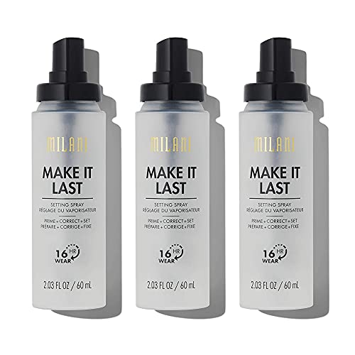 Milani Make It Last 3-in-1 Setting Spray and Primer- Prime + Correct + Set (2.03 Fl. Oz.) Makeup Finishing Spray and Primer - Long Lasting Makeup Primer and Spray (3 Pack)