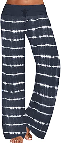Image of Elsofer Women's Comfy Lounge Pants Soft Floral Pajama Pants Loose Drawstring Wide Leg Palazzo Pants for Sleep, Casual Wear