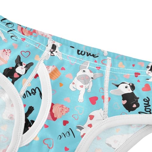 Wusikd Cute Love Valentine Boys' Underwear Cotton French Bulldog Boys Briefs Soft Toddler Underwear 5T4