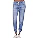Produktbild Vectry Jeans Damen Slim Fit Lose Fit Jeans Jogger Push Up Ankle Straight Leg Mit LöChern Stretch Denim Relaxed Hose Aufnäher Hosen, Kordelzug Elastisch Bleistifthosen Jeanshosen(Hellblau,S)