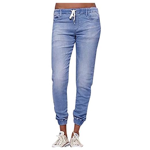 Workout Leggings Women Elastic Waisted Fitness Sports Gym Running Yoga Athletic Pants Casual Drawstring Plus Cropped Jeans Light Blue