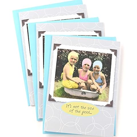SHADE TREE GREETINGS Funny Birthday Greeting Card (5" x 7") by Actual Pictures | 3 Pack + 3 Envelopes (Friends You Swim With) Cover