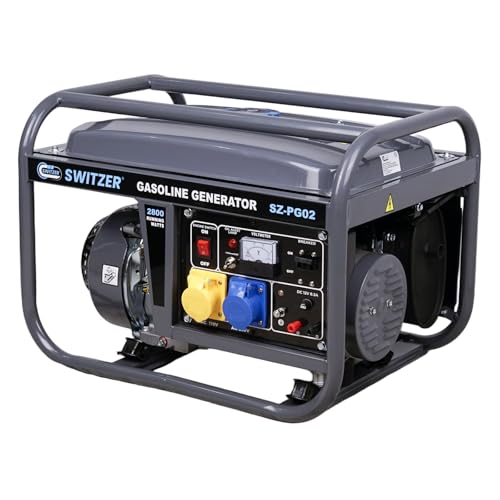 Image of SwitZer 2800W Petrol Generator 230V for Home & Outdoor Use, Portable Power Generator for Camping, Open Frame with Compact Control Panel Backup Electric Generator with Recoil Start