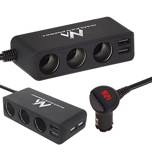 Maclean Energy MCE117 - Ladrón y alargador de mechero de Coche 12V, 3 Tomas y 4 Puertos USB Cover