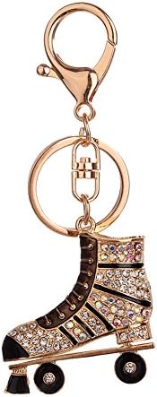 Slendima Rhinestone Roller Skate Key Chain,Cellphone Pendant Bag Car Hanging Ornament Ring Decor - Red/Black+Grey
