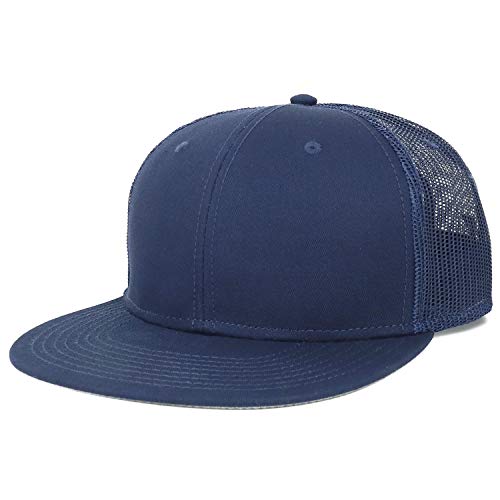 Armycrew Oversize XXL Blank Flatbill Mesh Snapback Cap - Navy - 2XL
