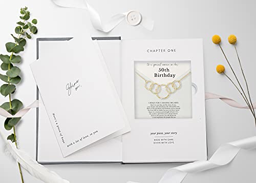 Hope Love Shine 50Th Birthday Gift For Woman • 5 Rings For 5 Decades • 50Th Birthday Gift • Interlocking Circle Necklace Gift For Her • Sterling Silver Active Restock Requests: 0 (Silver) #TOP5