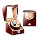 Caja enrolladora de Reloj automática Doble Cojines de Cuero con Cerradura y Llave Motor silencioso 4 Modos de rotación Pintura de Piano Marrón