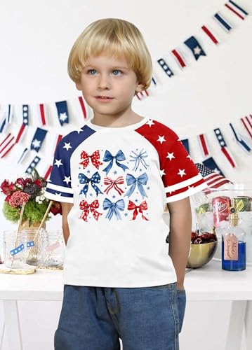 Image of CAZYCHILD Girls 4th of July USA Shirt American Flag Patriotic T-Shirt Independence Day Outfit for Kids 5-14Years