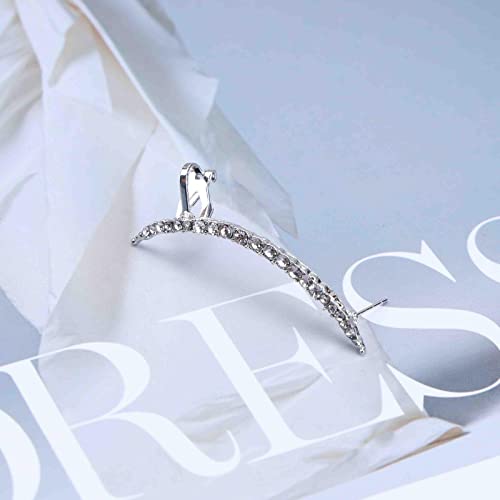 Boho Long Crystal Cuff Wrap Earrings Silver Bar Rhinestone Climber Earring Cz Ear Pins Crawler Earring Cz Wrap Cuff Earrings Jewelry for Women3