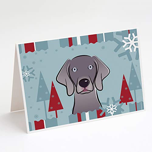 Caroline's Treasures BB1727GCA7P Winter Holiday Weimaraner Greeting Cards and Envelopes Pack of 8 Blank Cards with Envelopes Whimsical A7 Size 5x7 Blank Note Cards