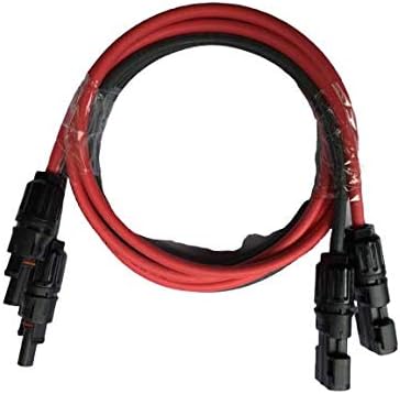 ASOLAR Pair PC-12 Black + Red Solar PV Extension Cables 12AWG connectors on All Ends UL Listed (Black 30ft+Red 30ft)