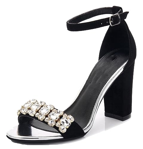 Sandales à talons hauts pour femme TM019 chaussures d'été confortables noir 39.5 EU