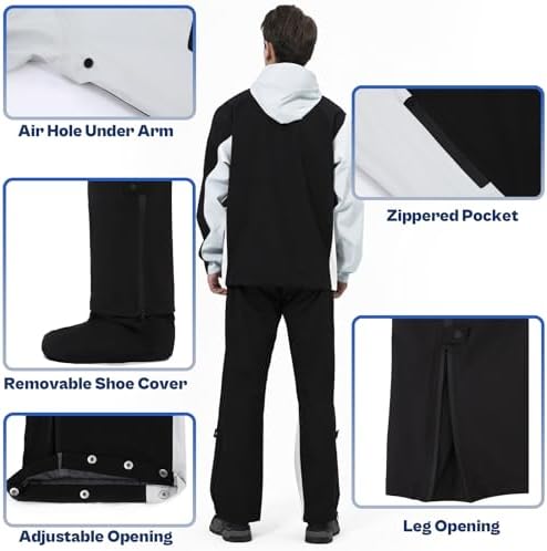 RainRider Motorcycle Rain Suit for Men Women Waterproof Rain Gear Breathable Rain Jacket Pants for Hiking Golf