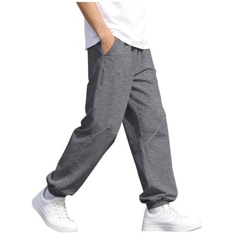 Pantalones deportivos transpirables con cintura elástica y bolsillos, color liso, ligeros, holgados, informales, para correr, gimnasio, deportes, gris, 15-16 años